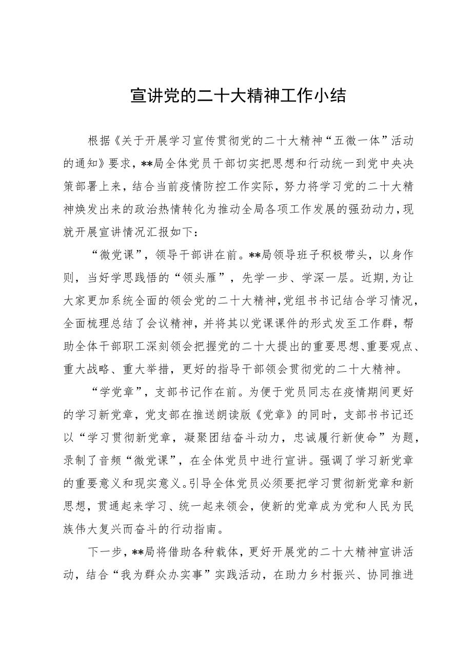 宣讲党的二十大精神工作小结.docx_第1页