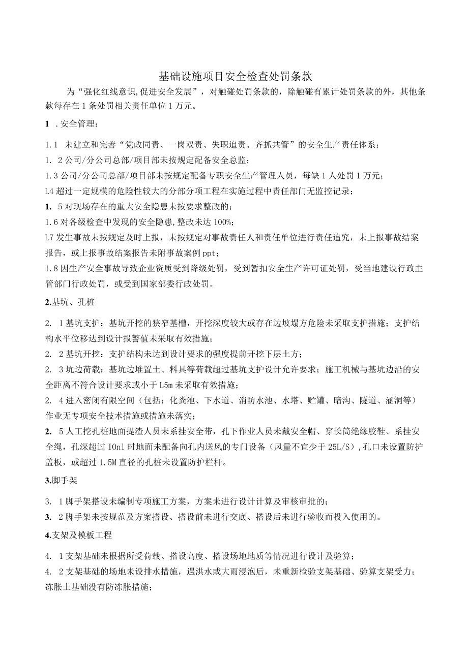 基础设施项目安全检查处罚条款.docx_第1页