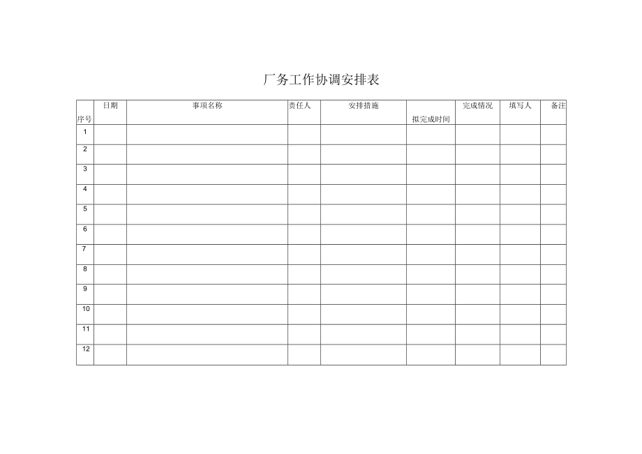 厂务工作协调安排表.docx_第1页