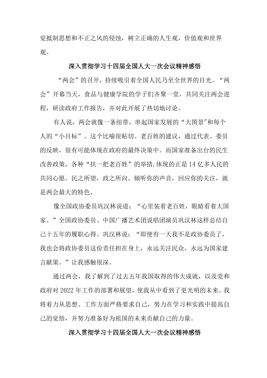 学校教师党员干部深入贯彻学习十四届全国人大一次会议精神心得感悟 （汇编5份）.docx_第3页