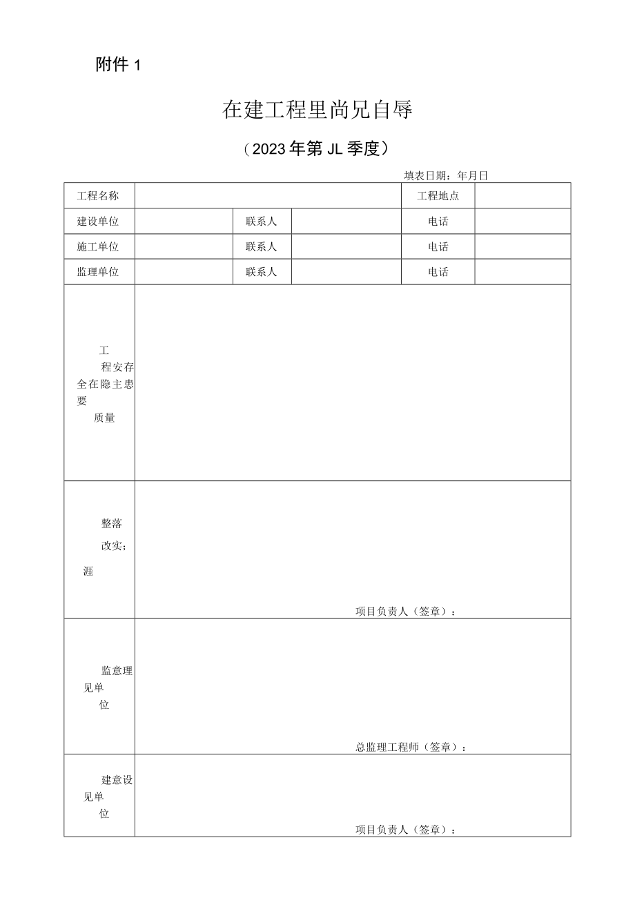 在建工程质量安全管理情况自查表.docx_第1页