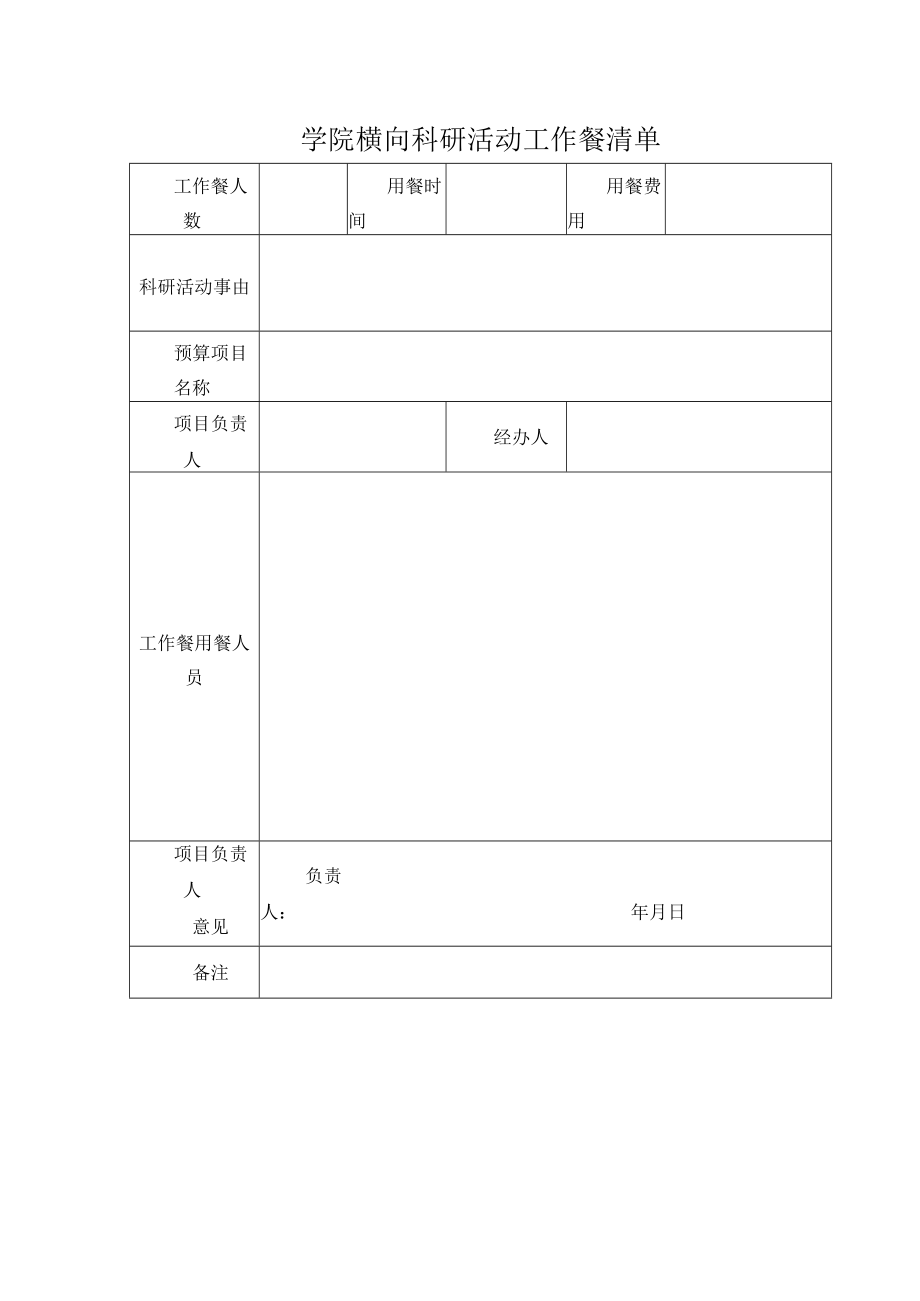 学院横向科研活动工作餐清单.docx_第1页