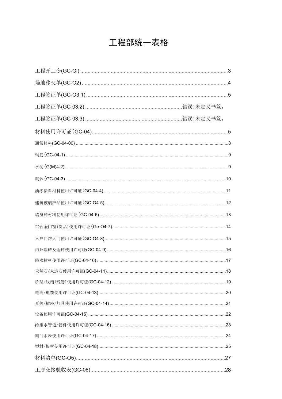 工程部统一表格.docx_第1页