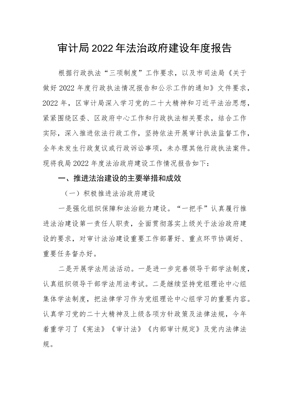 审计局2022年法治政府建设年度报告.docx_第1页