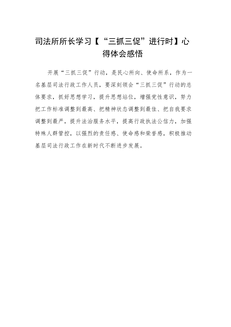 司法所所长学习【“三抓三促”进行时】心得体会感悟.docx_第1页