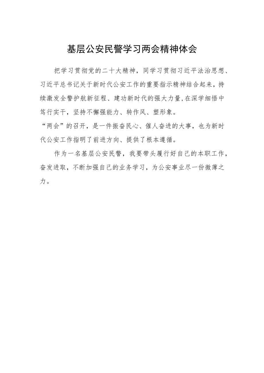 基层公安民警学习两会精神体会.docx_第1页