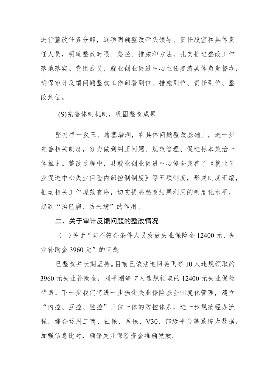 就业补助资金和失业保险基金的审计问题整改情况报告.docx_第2页