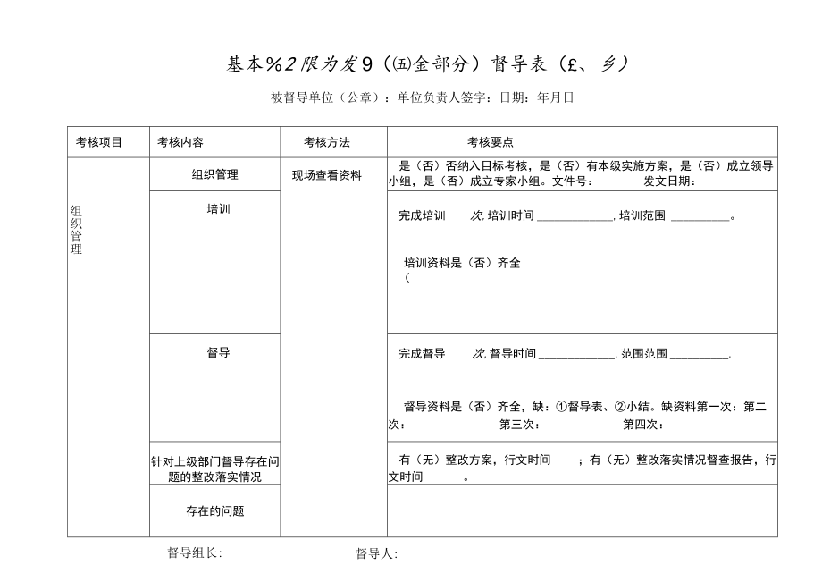 基本公卫妇幼服务项目组织管理督导表.docx_第1页