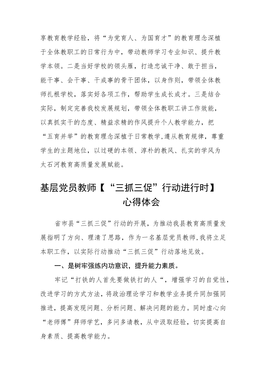 幼儿园教师【“三抓三促”行动进行时】心得体会感悟(精选三篇).docx_第2页