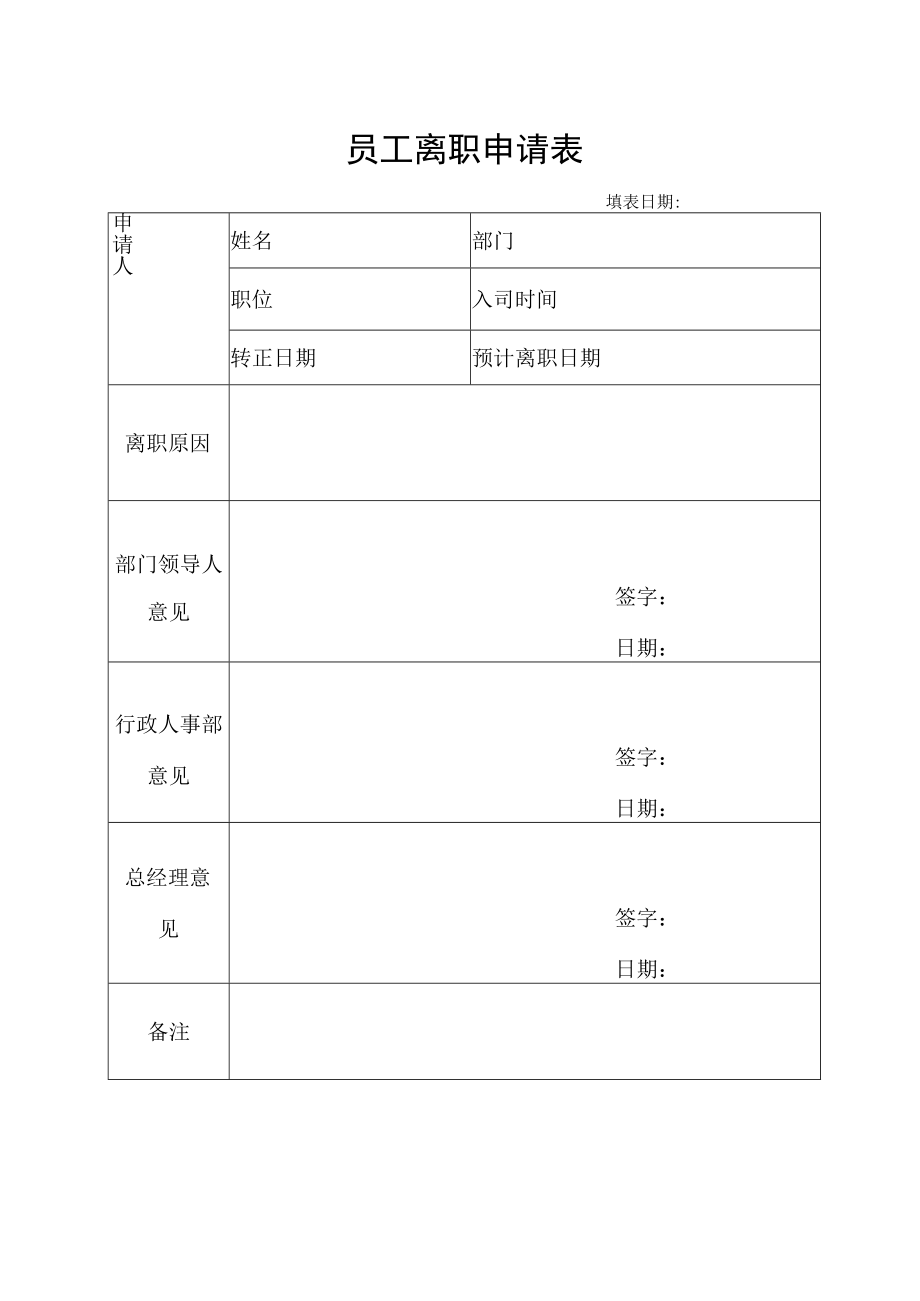 员工离职申请表.docx_第1页