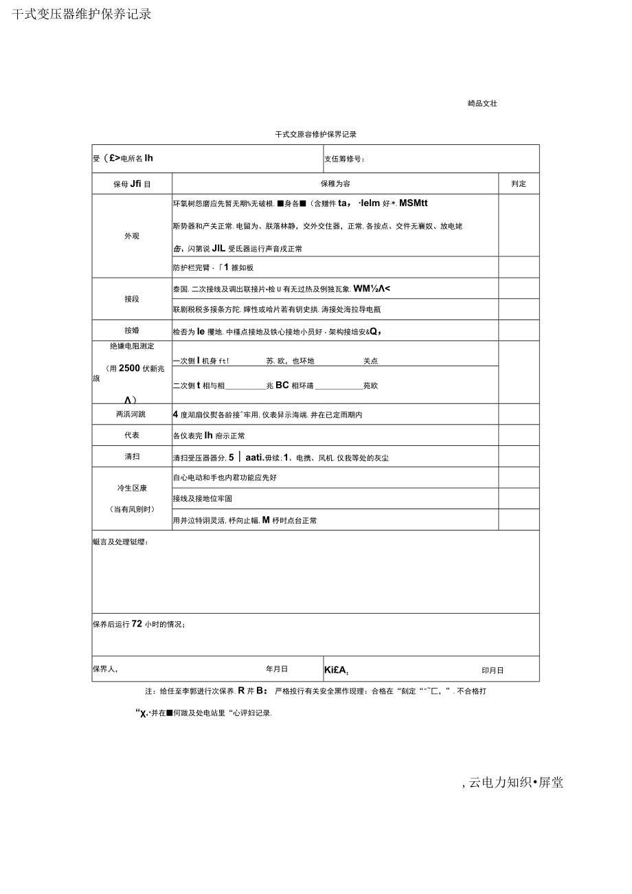 变压器日常维护与检修、维护保养记录.docx_第3页