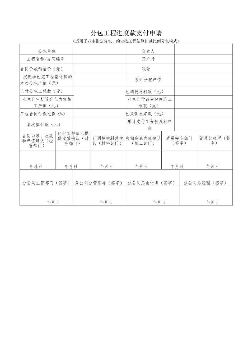 分包工程进度款支付申请.docx_第1页