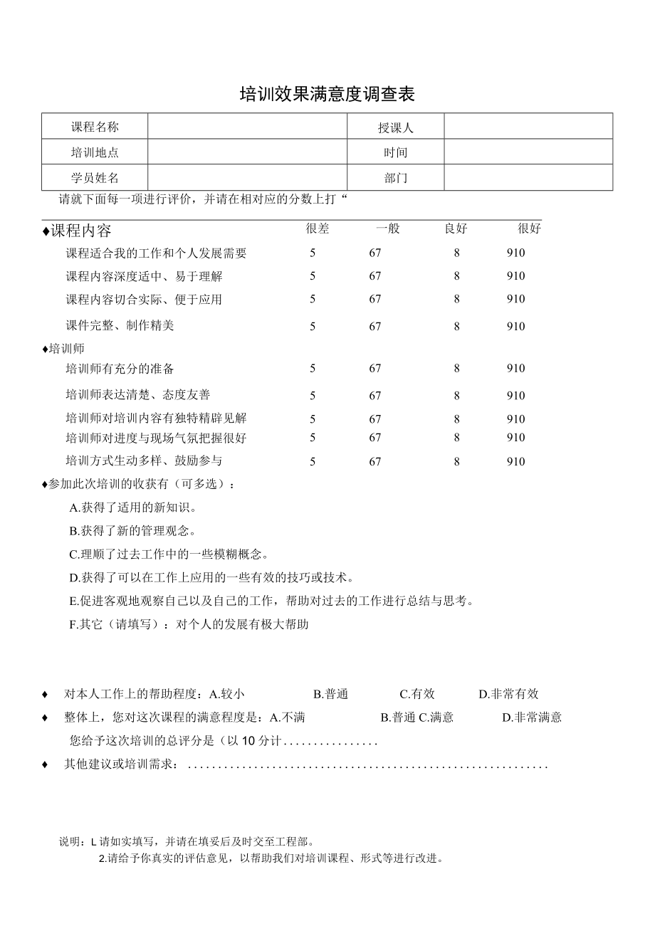 培训效果满意度调查表.docx_第1页