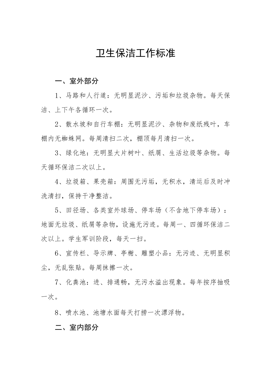 卫生保洁工作标准.docx_第1页