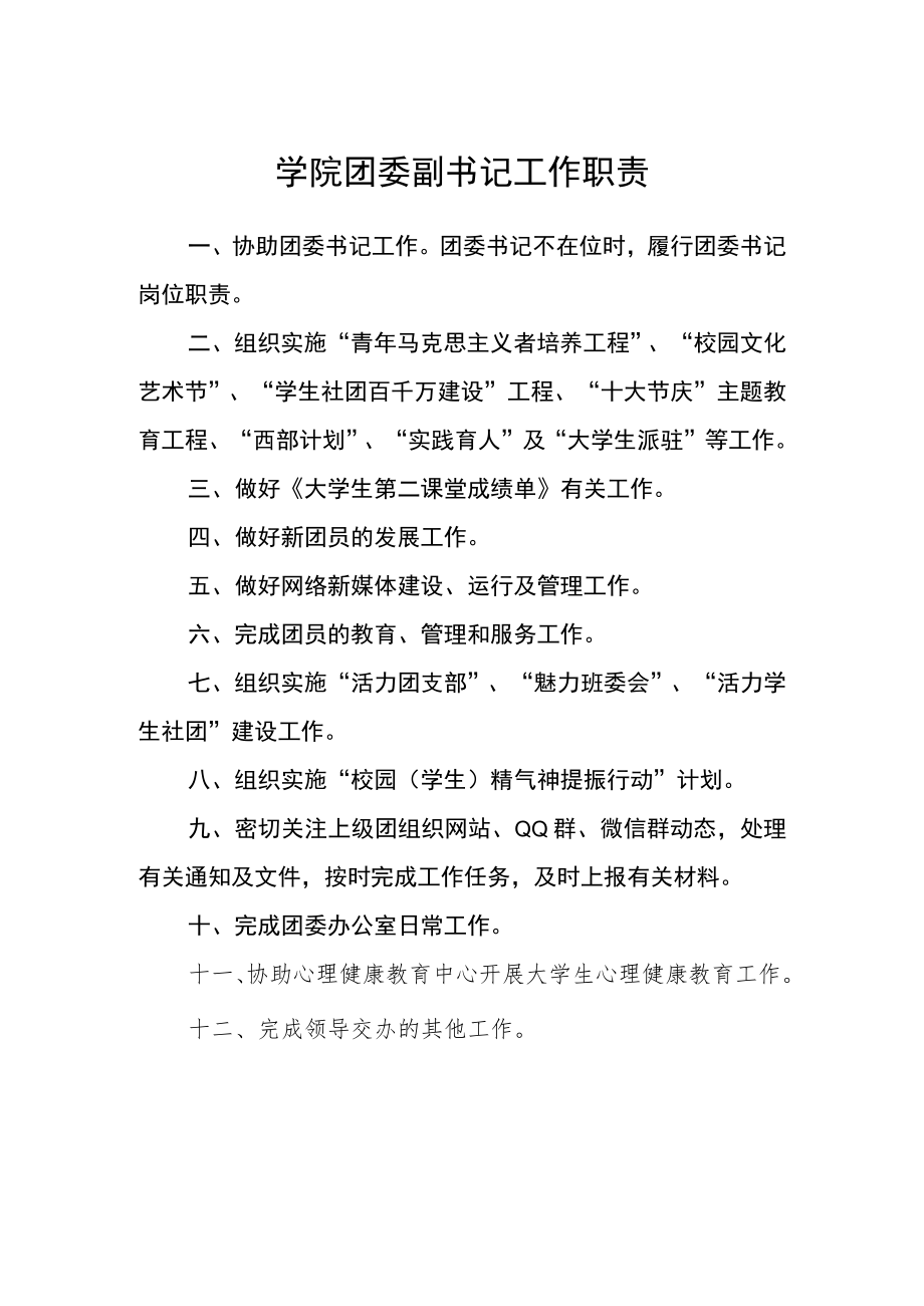 学院团委副书记工作职责.docx_第1页