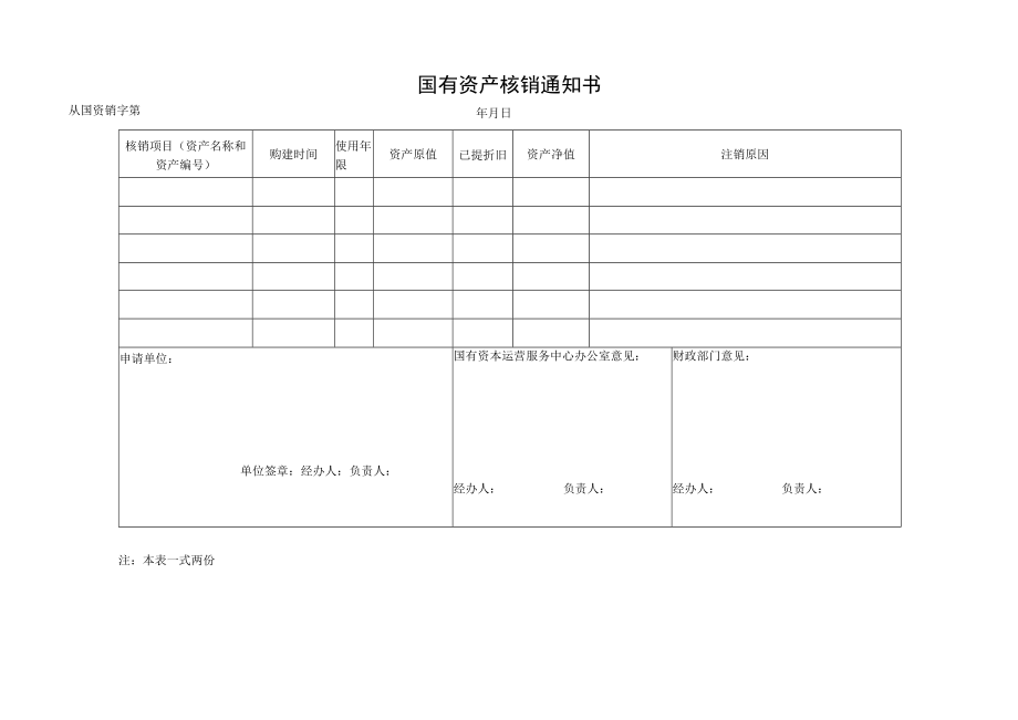 国有资产核销通知书.docx_第1页