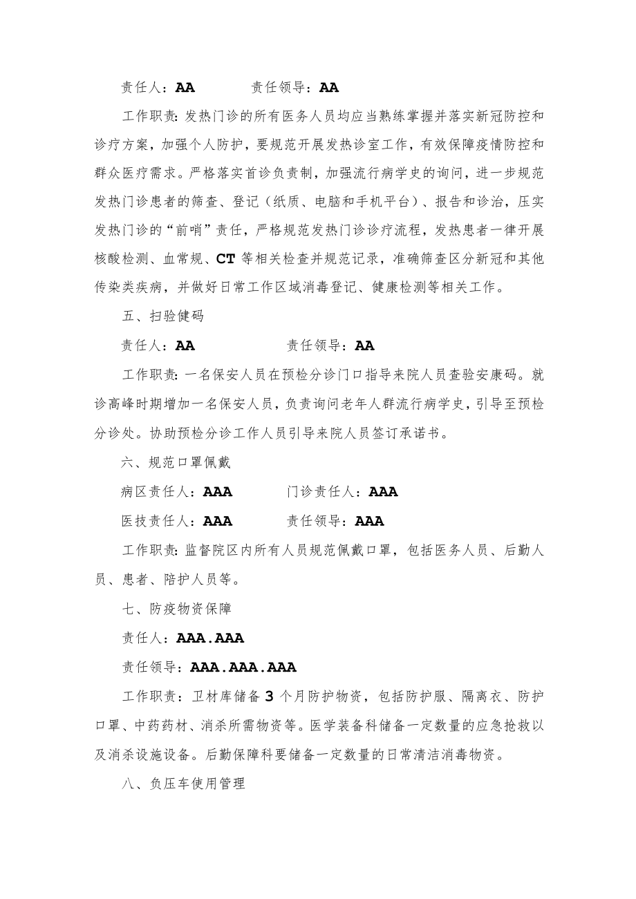 医院疫情防控常态化点位责任分工及职责.docx_第2页