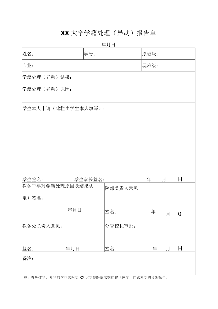 大学学籍处理（异动）报告单.docx_第1页