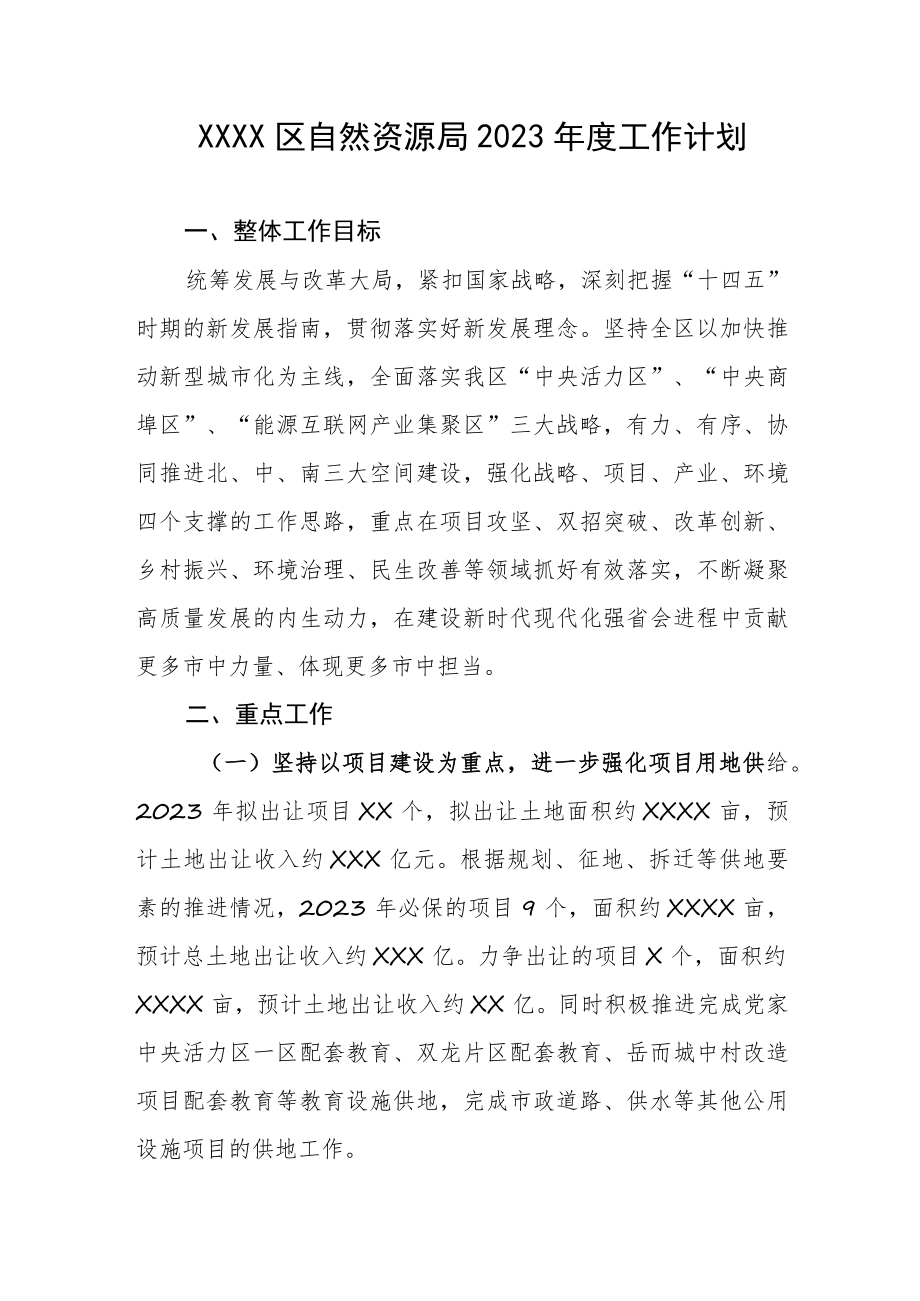 区自然资源局2023年度工作计划.docx_第1页