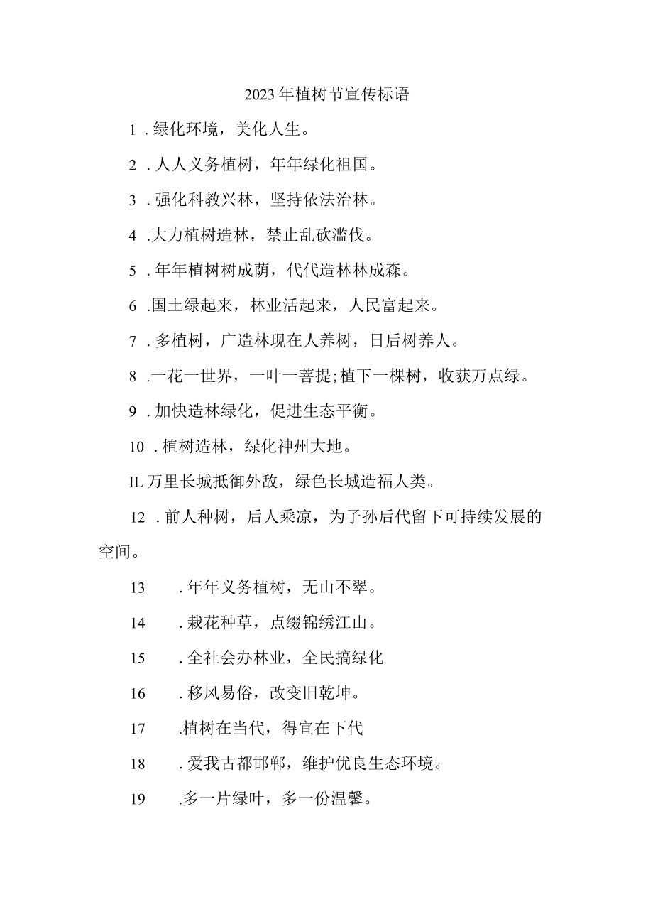 学校2023年植树节活动宣传标语 精编（合计4份）.docx_第1页