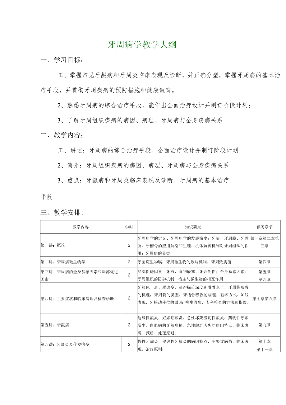 华北理工牙周病学教学大纲.docx_第1页