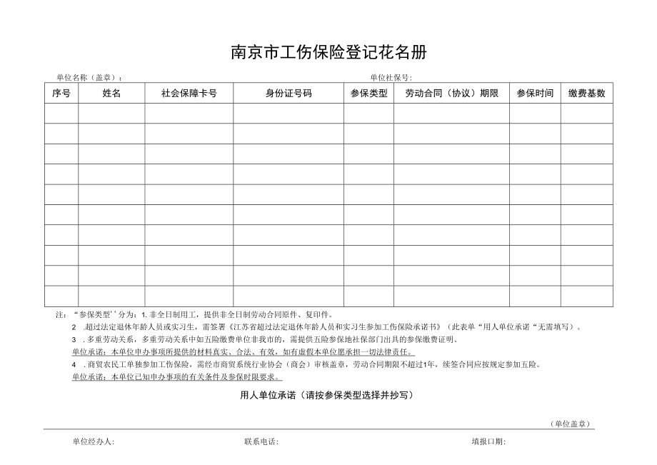 南京市工伤保险登记花名册.docx_第1页