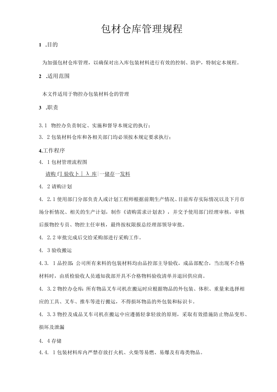 包材仓库管理规程.docx_第1页