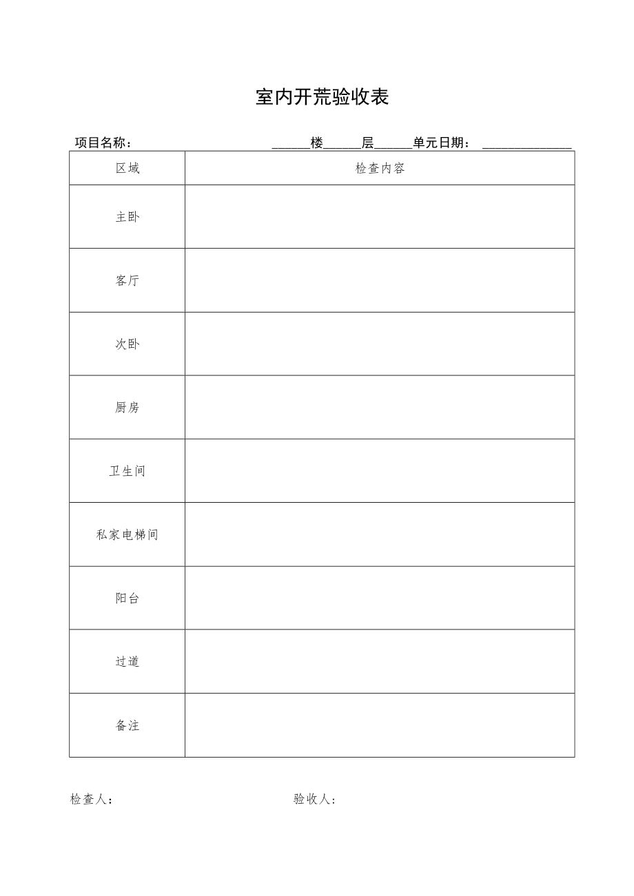 室内开荒验收表.docx_第1页