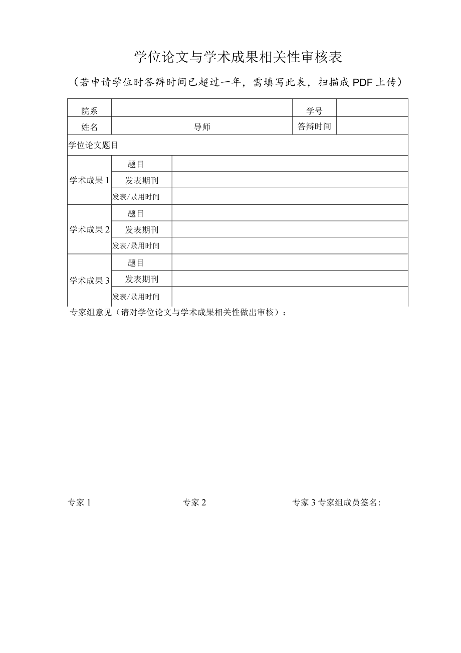 学位论文与学术成果相关性审核表.docx_第1页