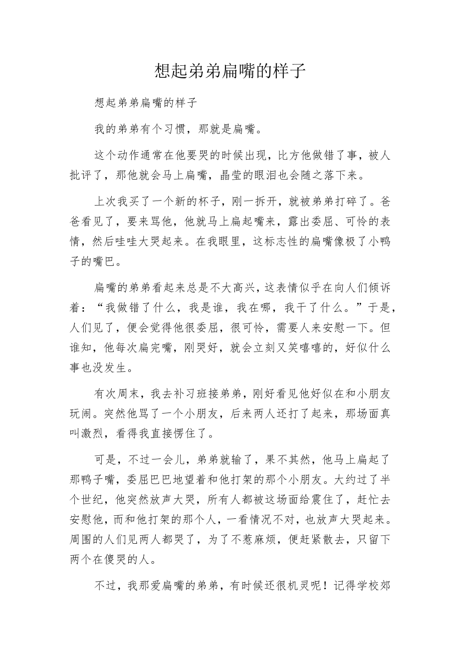 想起弟弟扁嘴的样子.docx_第1页