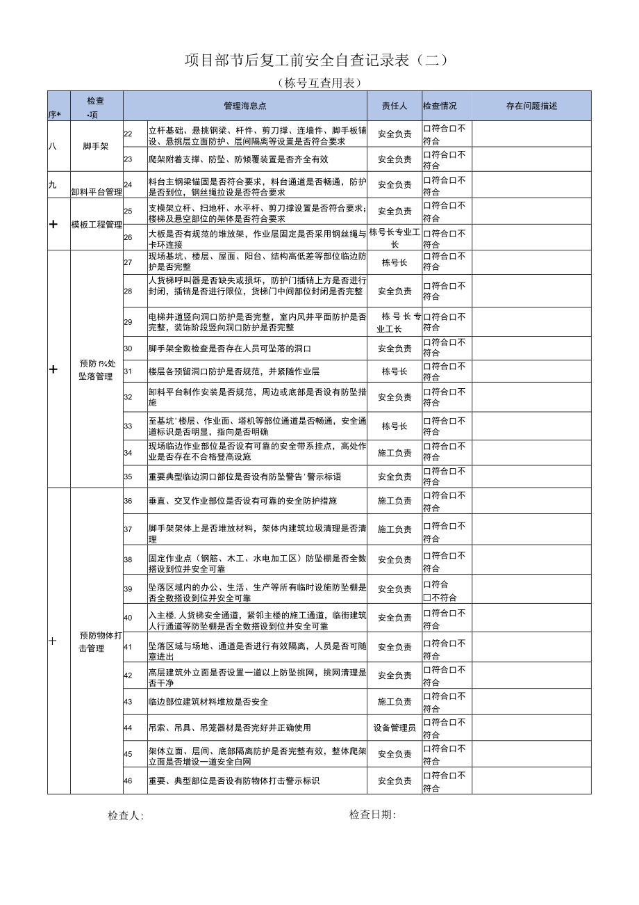 建筑施工节后复工安全检查流程及检查排查表.docx_第3页