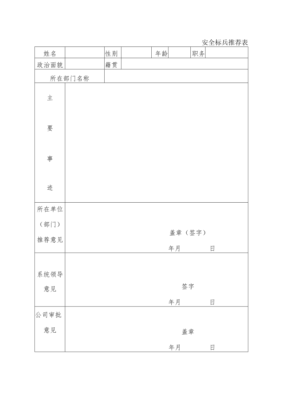 安全标兵推荐表.docx_第1页