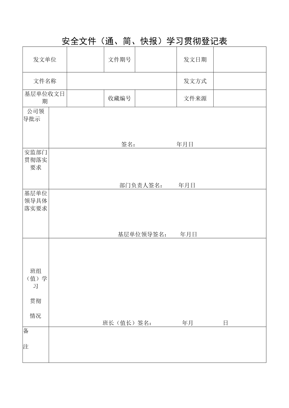 安全文件（通、简、快报）学习贯彻登记表.docx_第1页