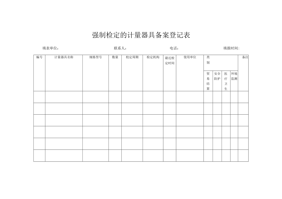 强制检定的计量器具备案登记表.docx_第1页