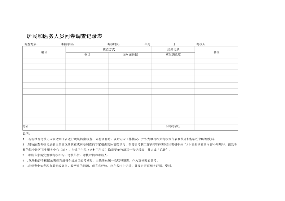 居民和医务人员问卷调查记录表.docx_第1页