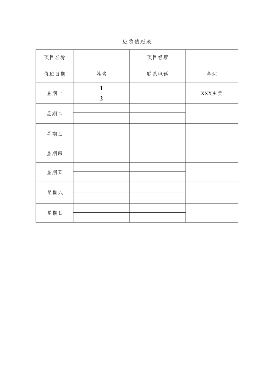 应急值班记录及应急值班表.docx_第1页