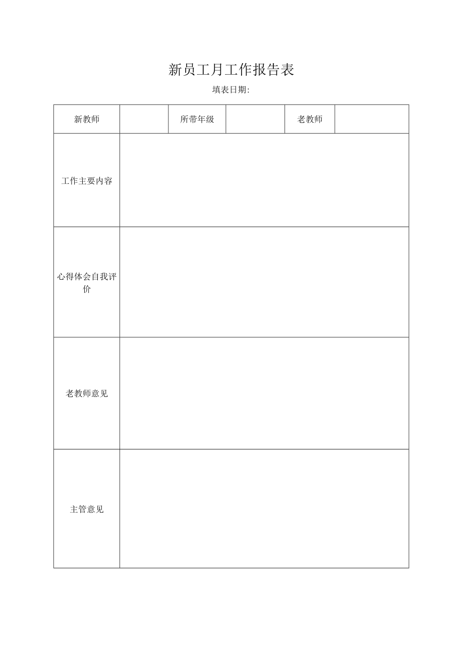 新员工月工作报告表.docx_第1页