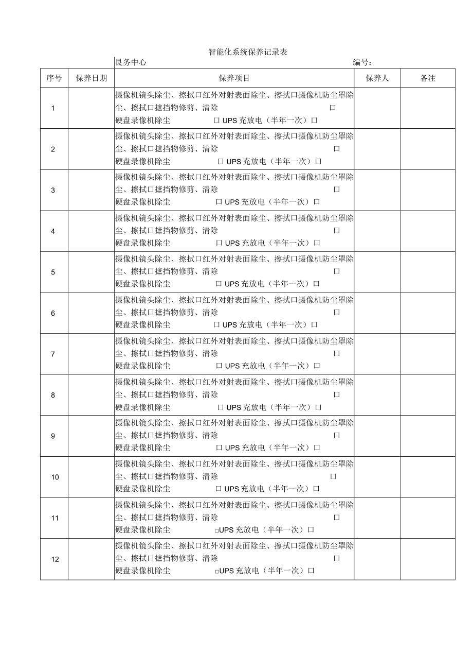 智能化系统保养记录表.docx_第1页