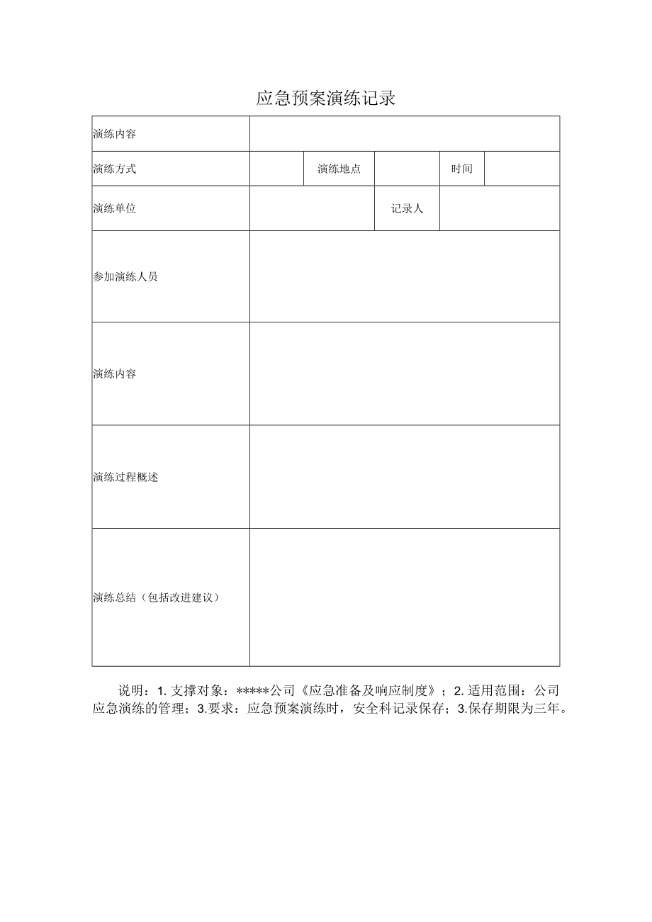 安全标准化之应急预案演练记录.docx_第1页