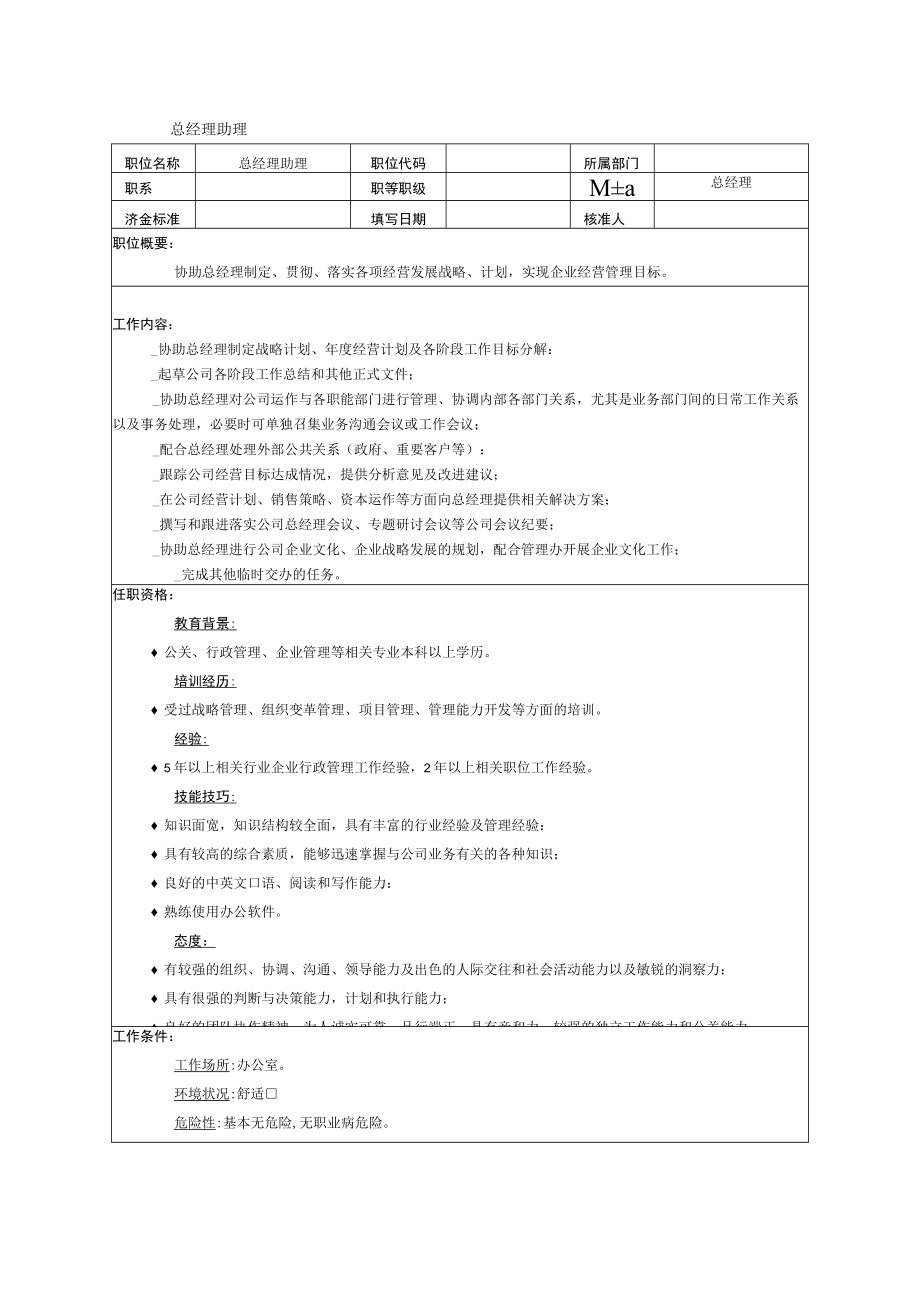 总经理助理岗位职责说明.docx_第1页