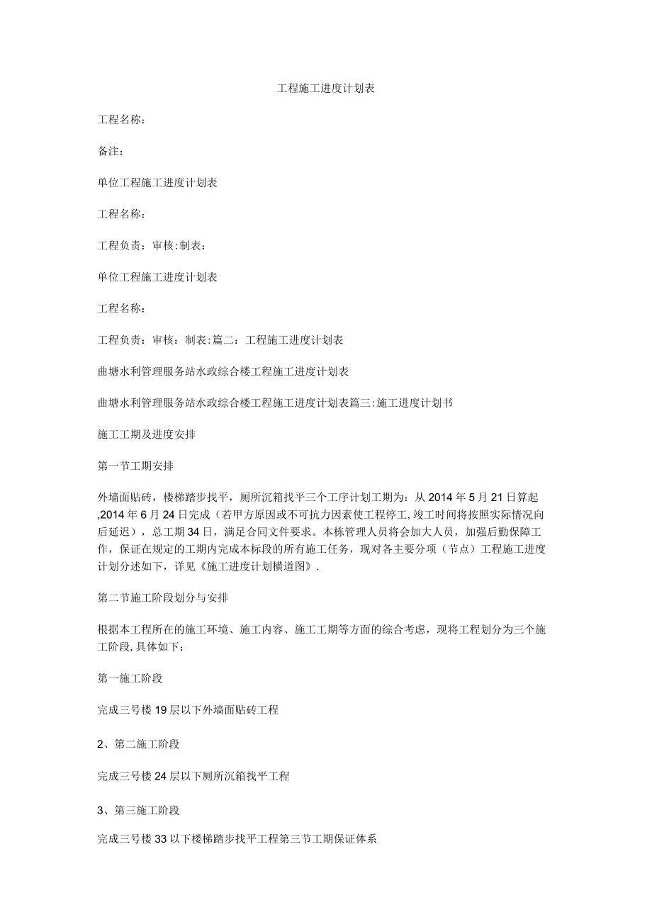 工程项目进度计划表格.docx_第1页