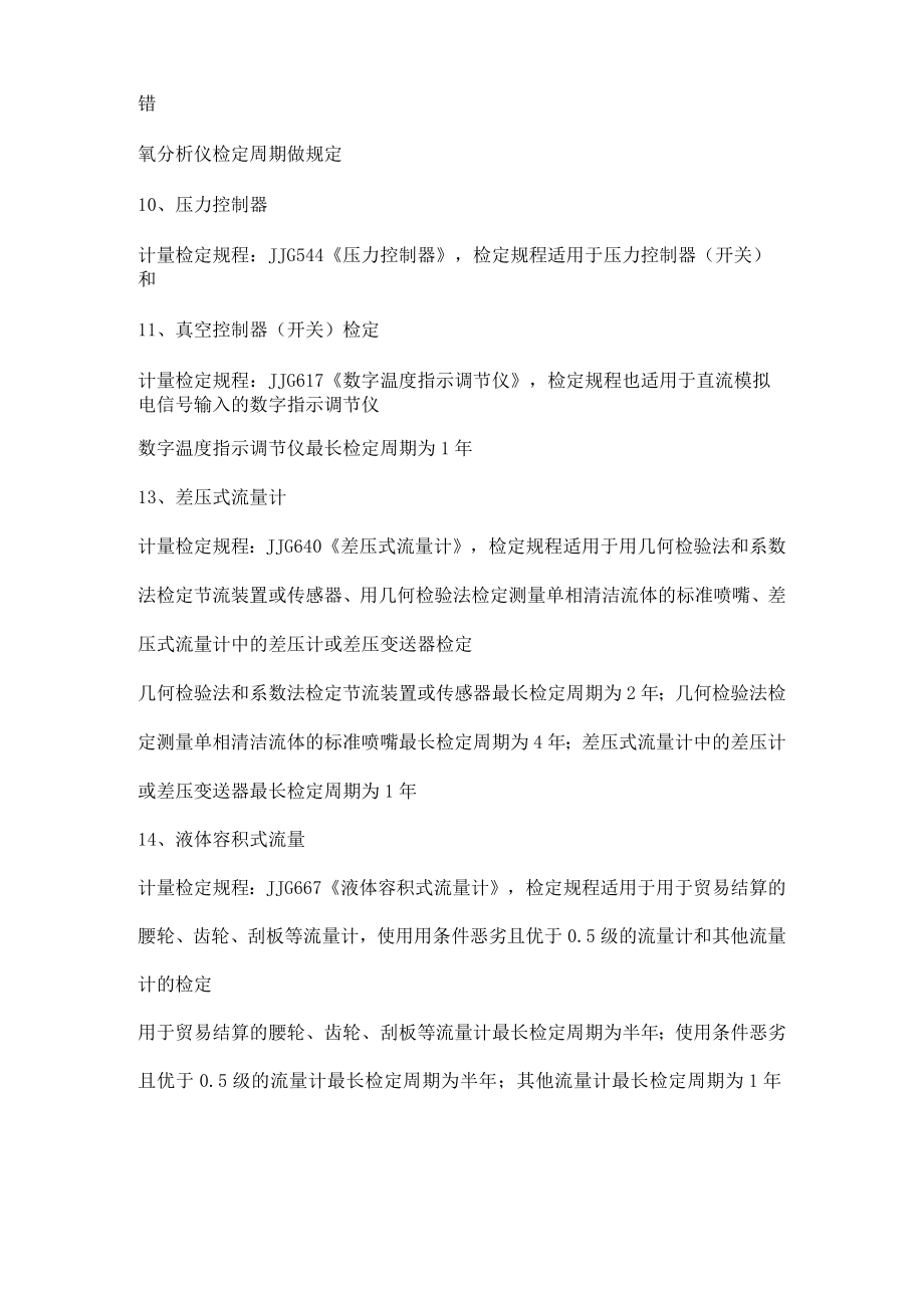 常见现场仪表检定周期和检定规程.docx_第3页