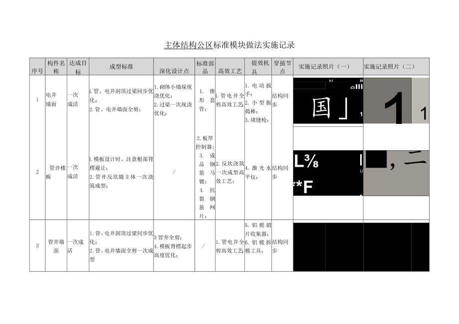 建筑施工主体结构公区标准模块做法实施记录.docx_第1页