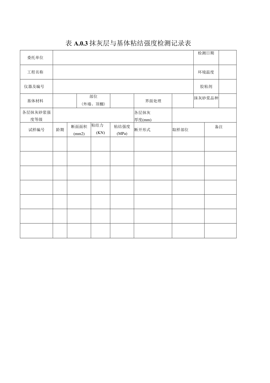 抹灰层与基体粘结强度检测记录表.docx_第1页