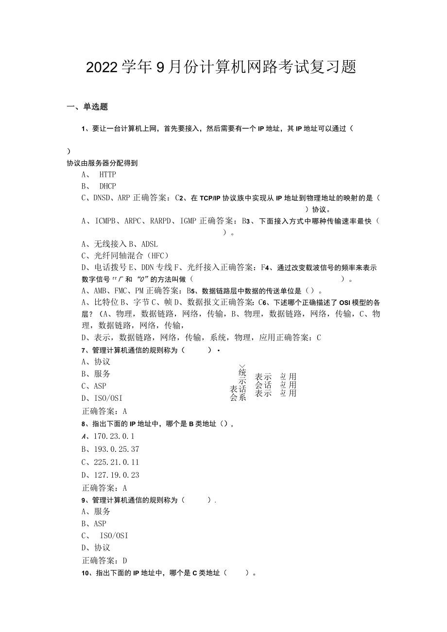 山东开放大学计算机网路期末复习题.docx_第1页