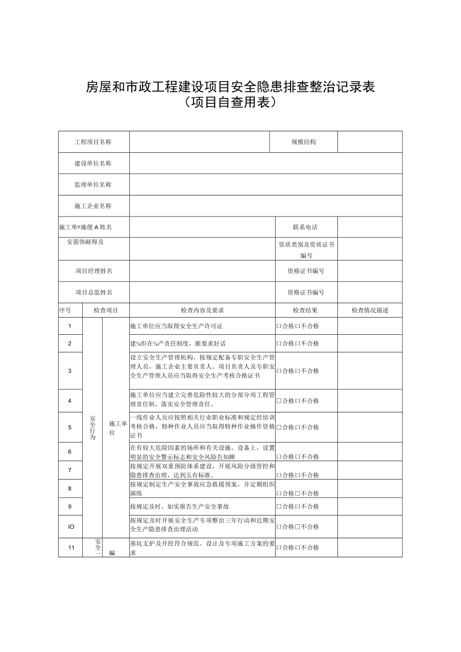 建设行业安全隐患排查整治用表.docx_第1页