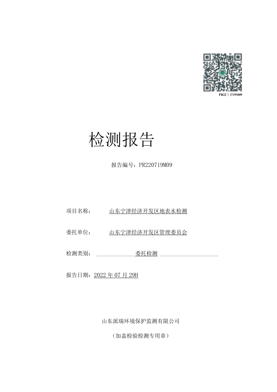 山东宁津经济开发区地表水监测报告.docx_第1页