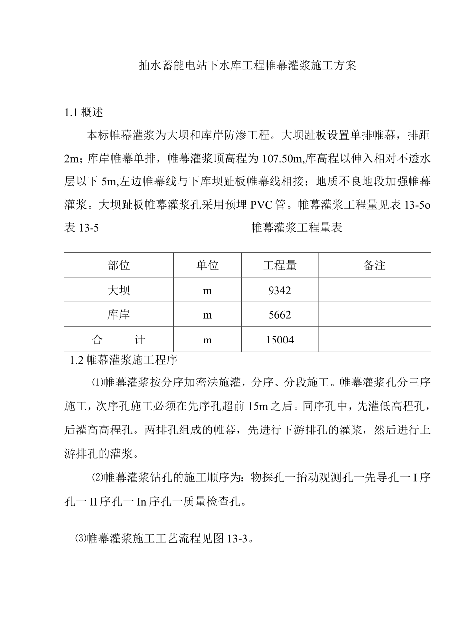 抽水蓄能电站下水库工程帷幕灌浆施工方案.docx_第1页