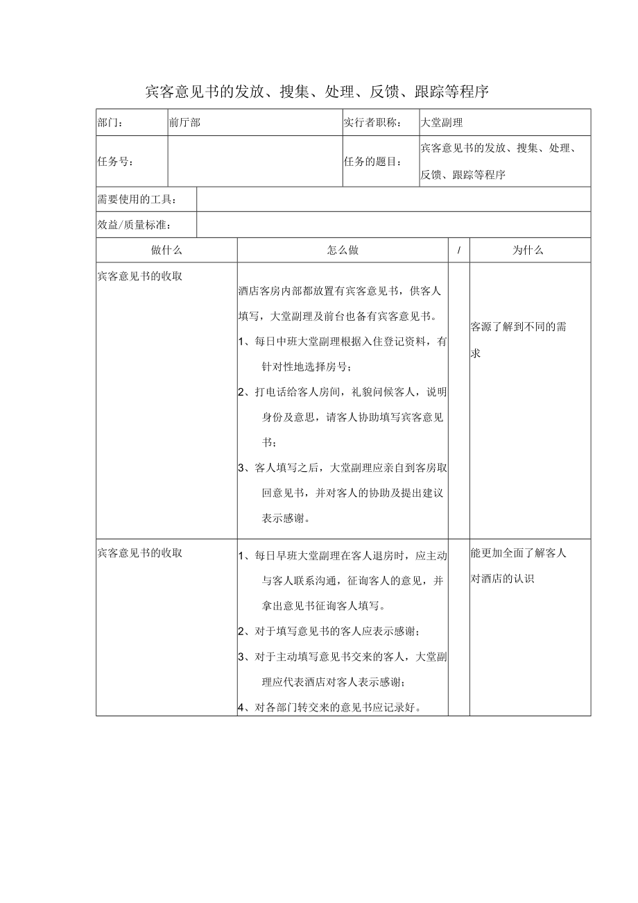 宾客意见书的发放、搜集、处理、反馈、跟踪等程序.docx_第1页