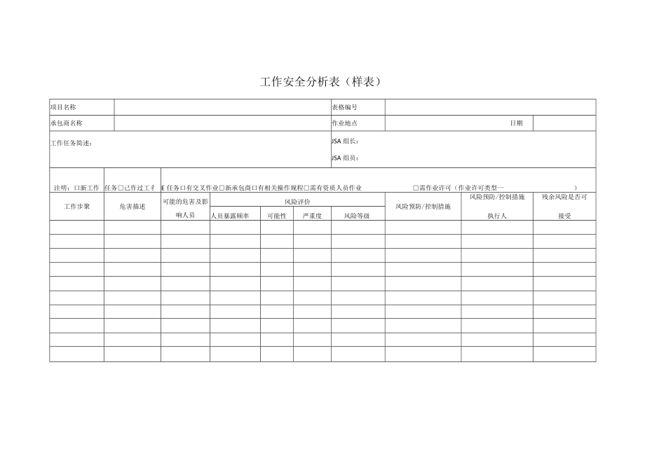 工作安全分析表（样表）.docx_第1页